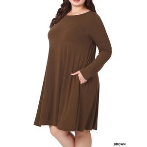 New Zenana Brown Flare Dress